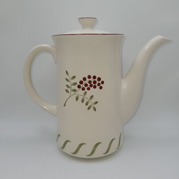 Ceramic Teapot Two-Sided Fruit Design 7" Tall - Picture 2 of 6